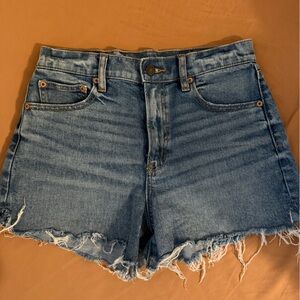 American Eagle Outfitters Blue Frayed Jean Shorts